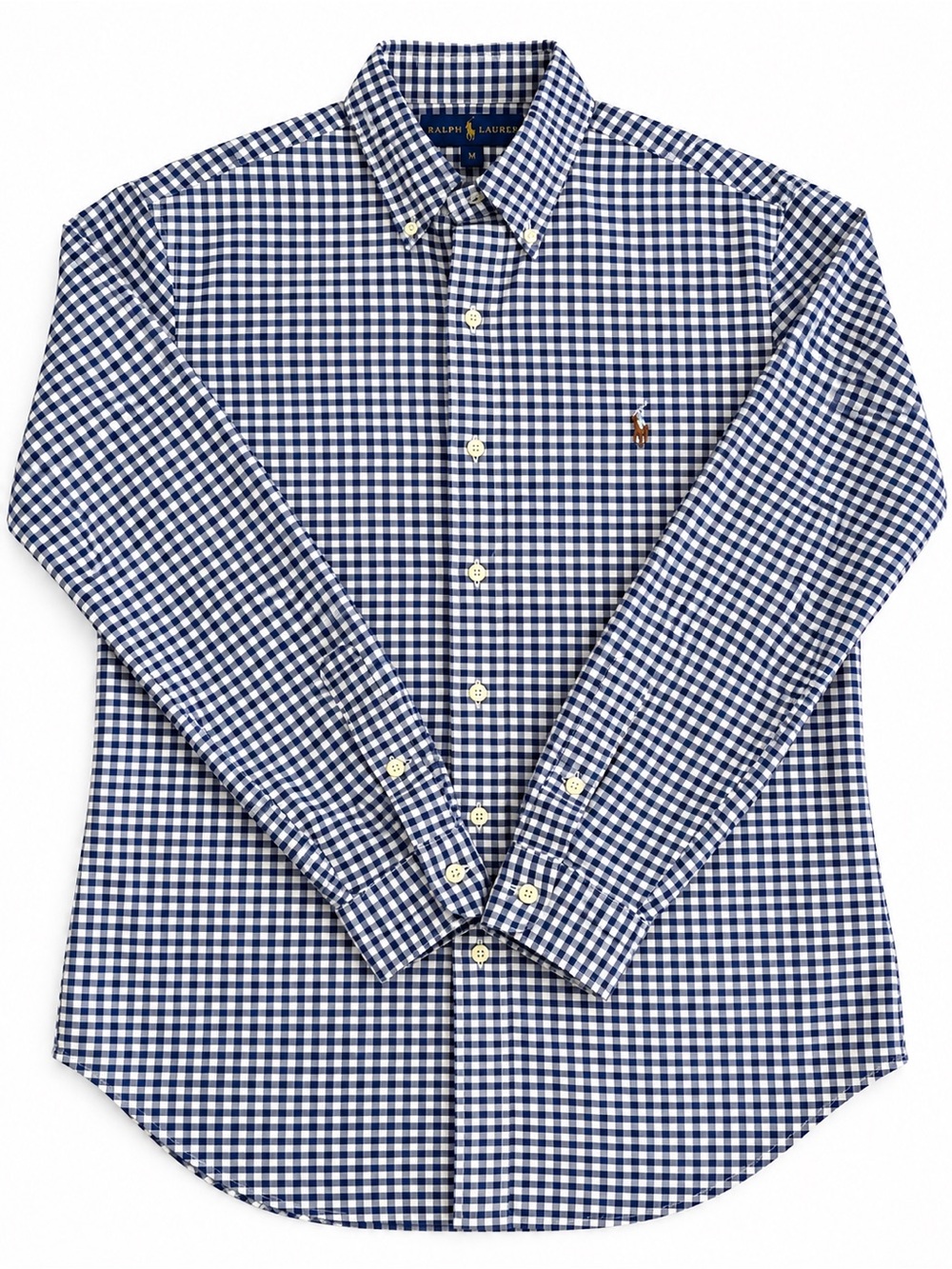 Ralph Lauren Navy and White Gingham Button-Down Shirt